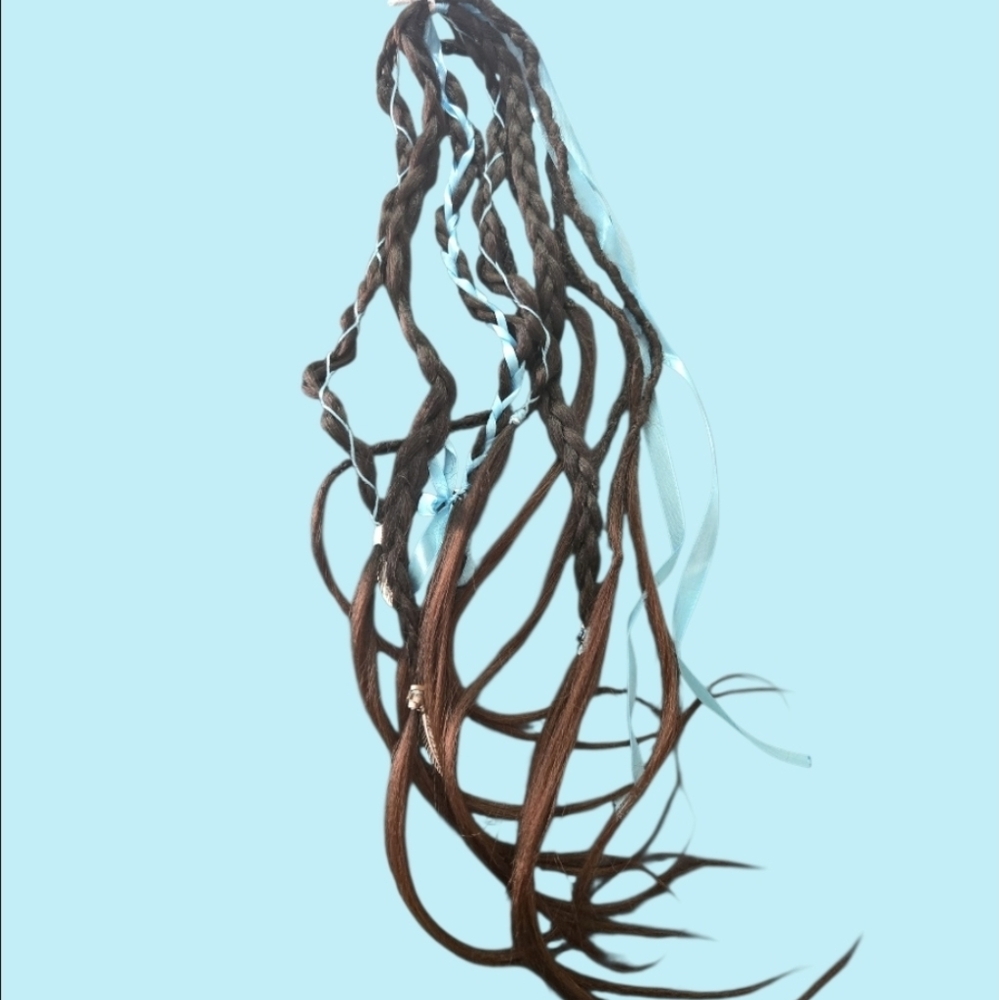 4/$15 Braided Hair Extensions w/ Blue Accents Bohemian Blue Black Blond Hair #2